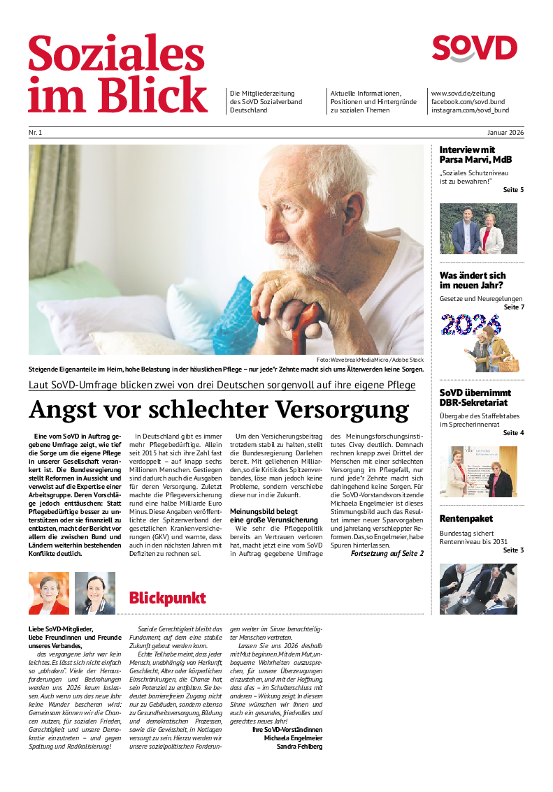 SoVD-Zeitung Januar 2026, Ausgabe Mitteldeutschland / Mecklenburg-Vorpommern