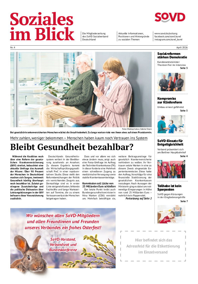 SoVD-Zeitung 04/2026 (Mitteldeutschland, Mecklenburg-Vorpommern) SoVD-Zeitung 04/2026 (Mitteldeutschland, Mecklenburg-Vorpommern)