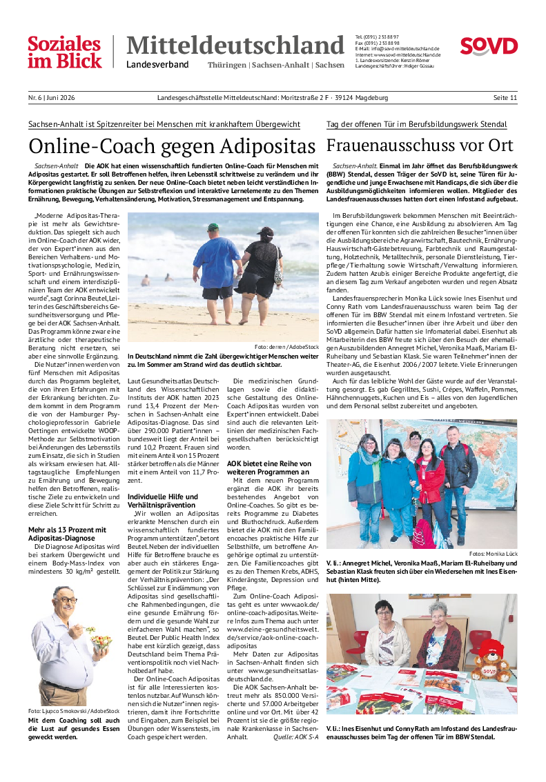 SoVD-Zeitung Juni 2026, Landesteil Mitteldeutschland / Mecklenburg-Vorpommern